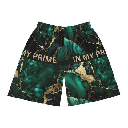 IN MY PRIME GREEN & GOLD MARBLE Basketball Shorts