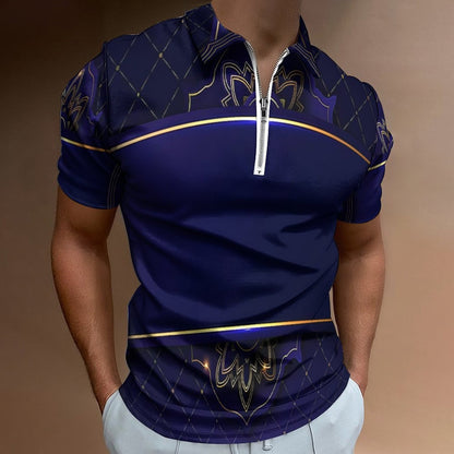 Men's Short Sleeve POLO Shirt with Zipper B470 (All-Over Printing)
