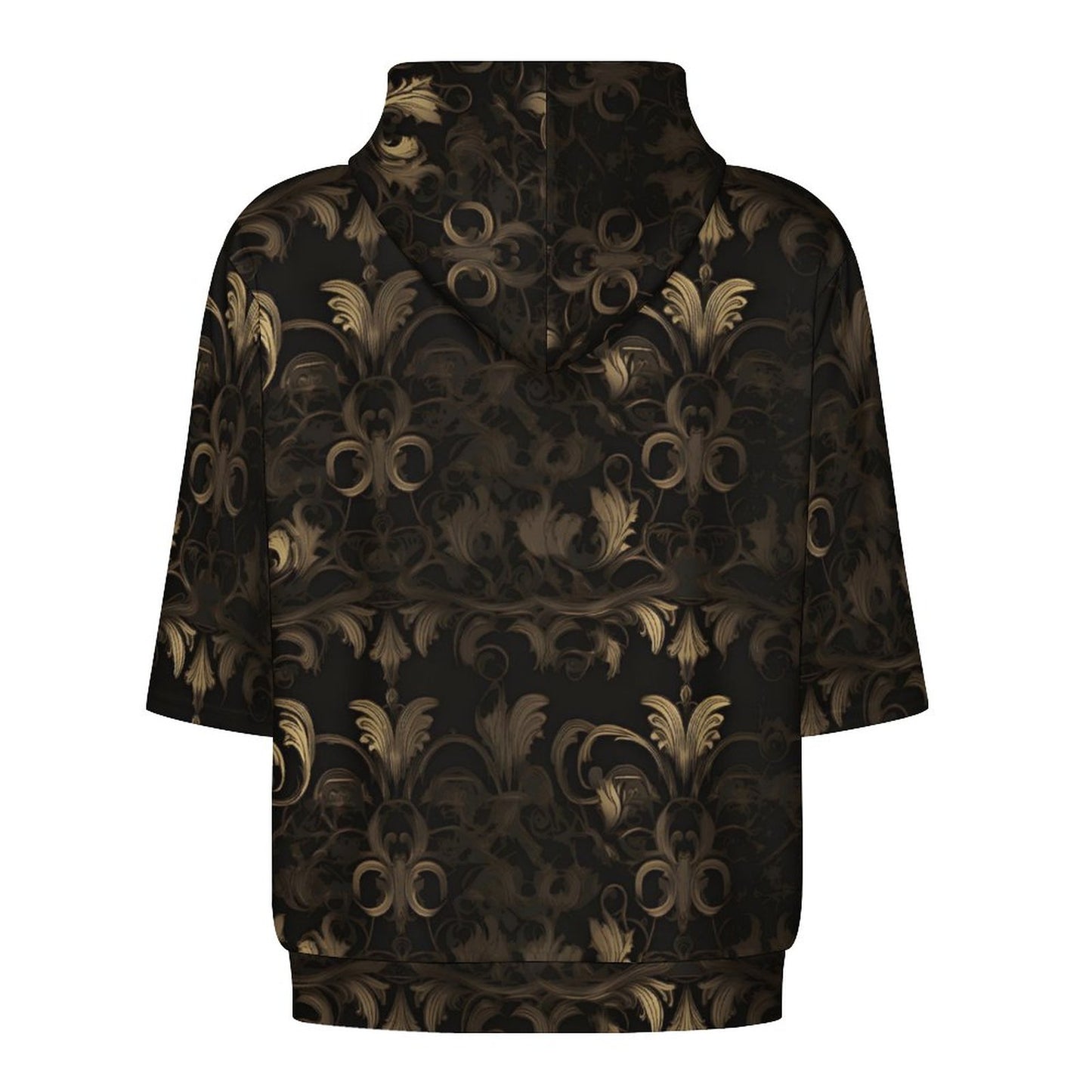 BLACK & GOLD ACCENT Half Sleeve Hoodie-SMALL-6XL