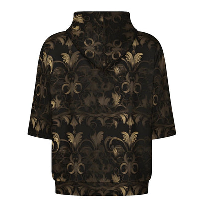 BLACK & GOLD ACCENT Half Sleeve Hoodie-SMALL-6XL