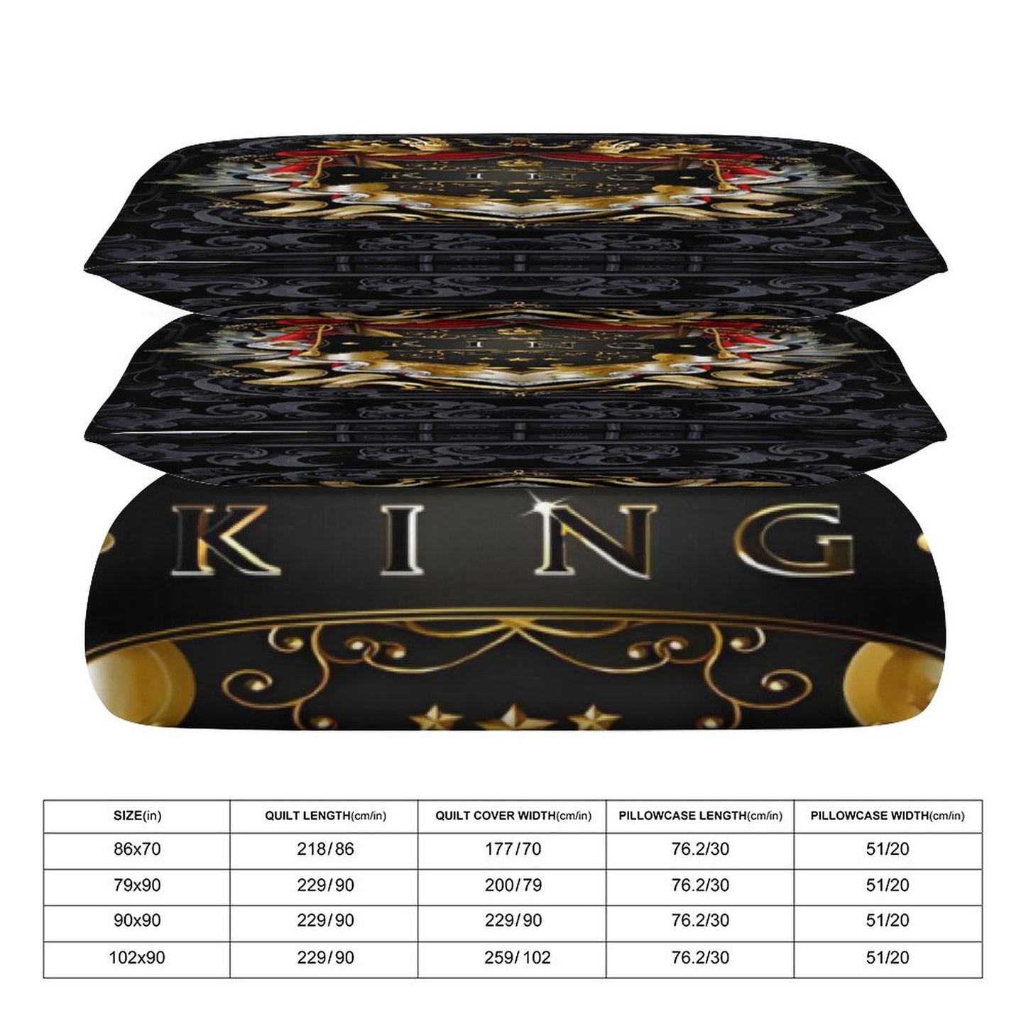 3-Piece Bedding Set-90"x90"/ 229x229cm (Dual-sided Printing)