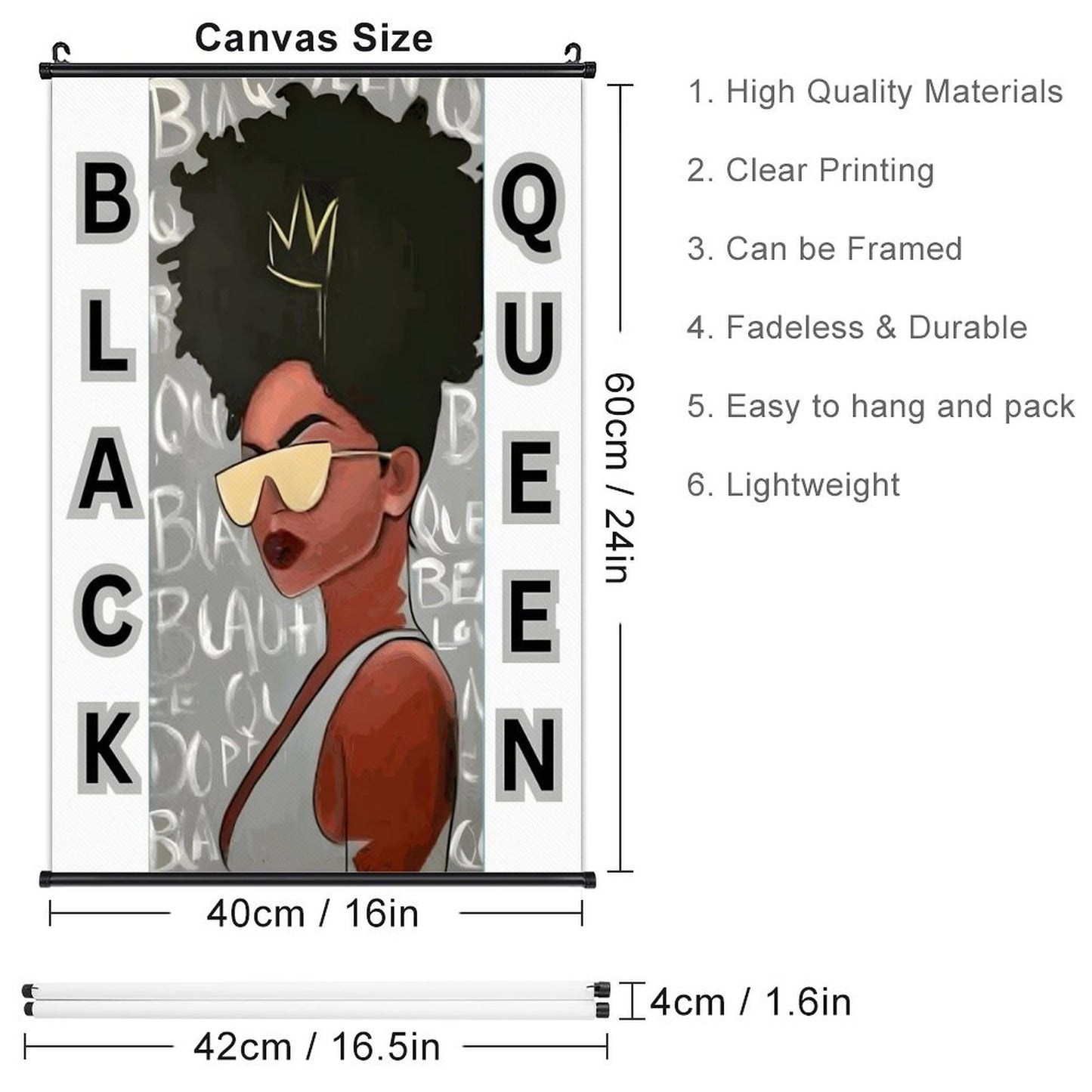 Canvas Hanging Poster with Scrolls-16"x24"/ 40x60cm