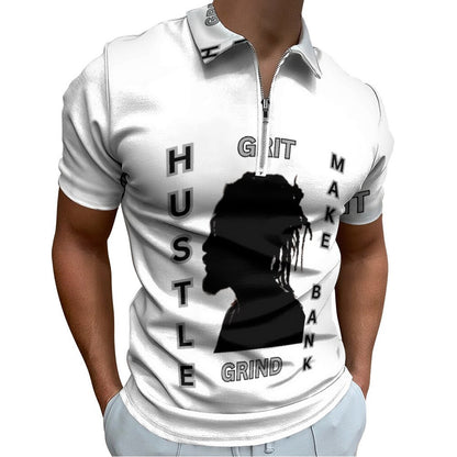 Men's Short Sleeve POLO Shirt with Zipper B470 (All-Over Printing)