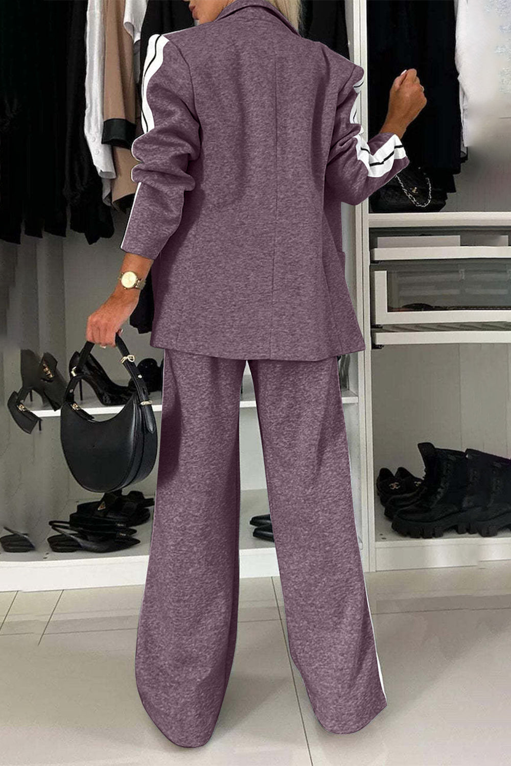 Pant Suit Set (light grey/royal blue/black/white/french blue/mauve/green)-SMALL-3XL