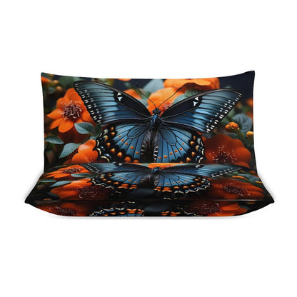 3-Piece Bedding Set-90"x90"/ 229x229cm (Dual-sided Printing)-BLUE BUTTERFLY