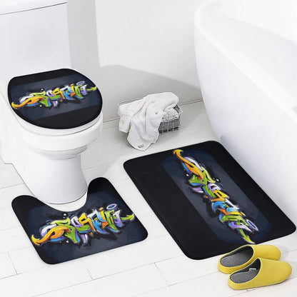 Shower Curtain Set with 3 Rugs