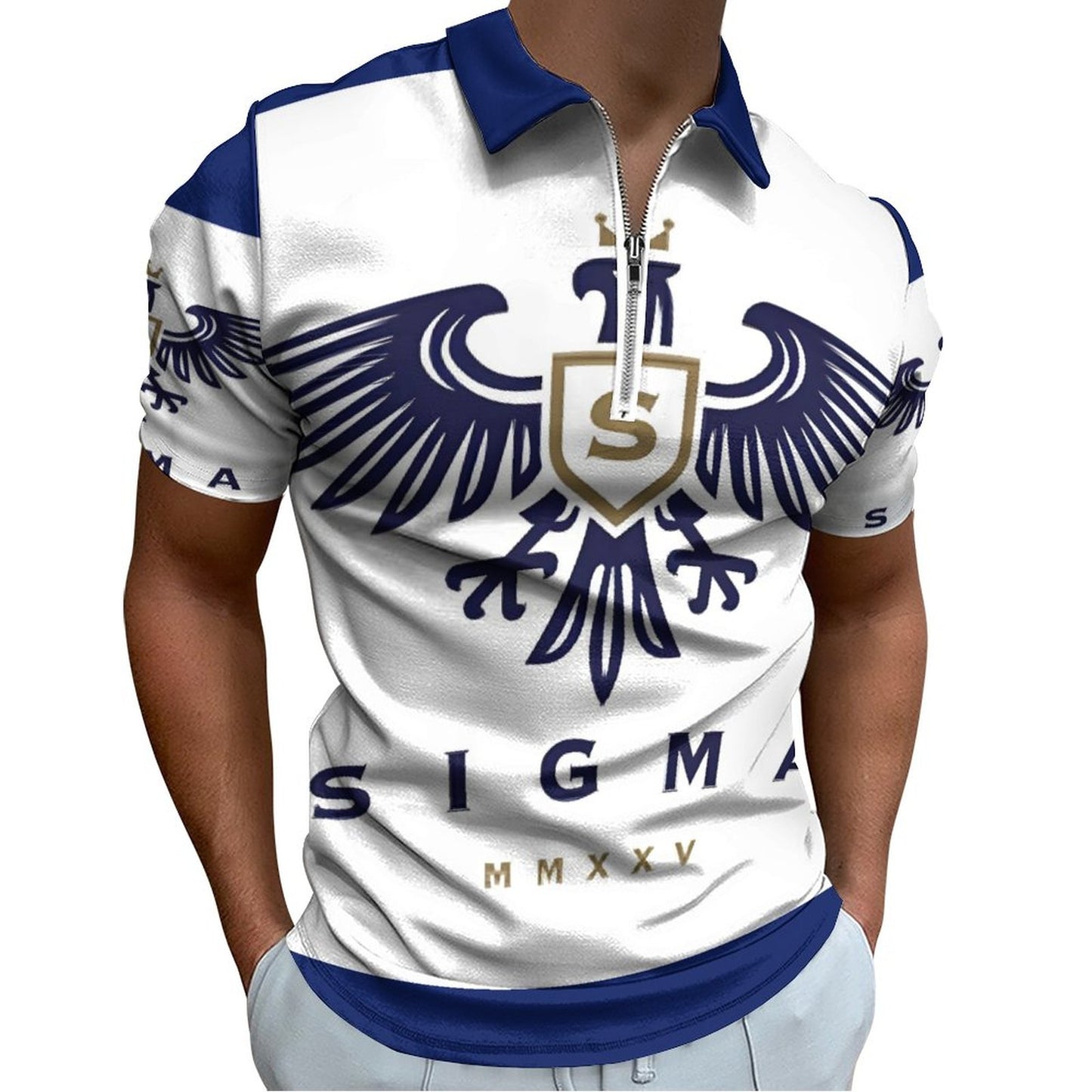Men's Short Sleeve POLO Shirt with Zipper B470 (All-Over Printing)
