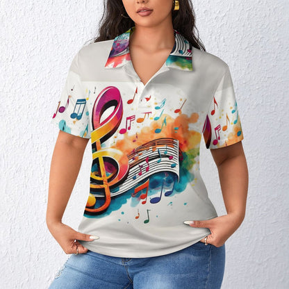MUSIC GRAFFITI Women’s Straight POLO Shirt-SMALL-5XL