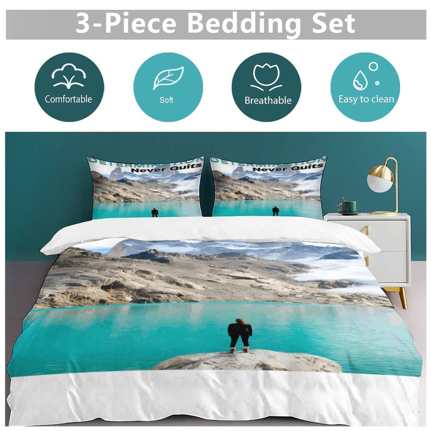 3-Piece Bedding Set-90"x90"/ 229x229cm (Dual-sided Printing)