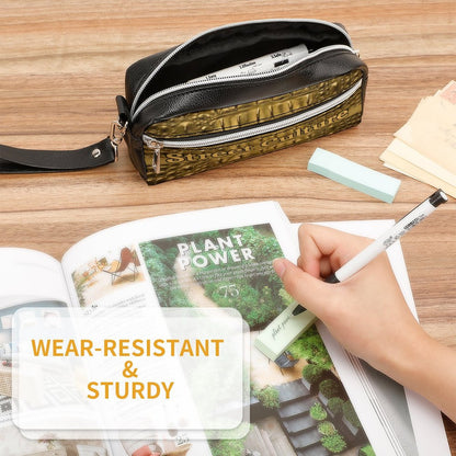 STREET CULTURE Alligator Leather Toiletries/Cosmetic Bag (can be used as a pen/pencil pouch)