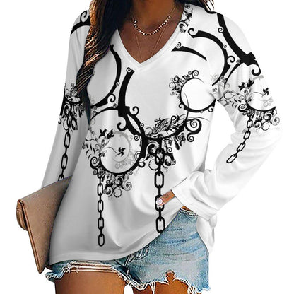 V-neck Loose Long Sleeve T-shirt TLREV2 (All-Over Printing)