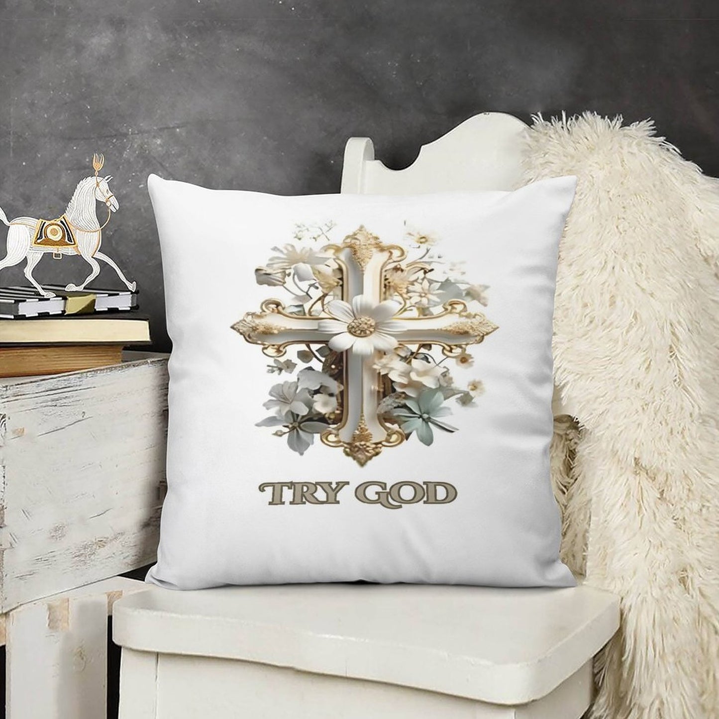 Short Plush Pillow Cover(Dual-sided Printing)-TRY GOD