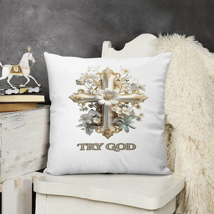 Short Plush Pillow Cover(Dual-sided Printing)-TRY GOD