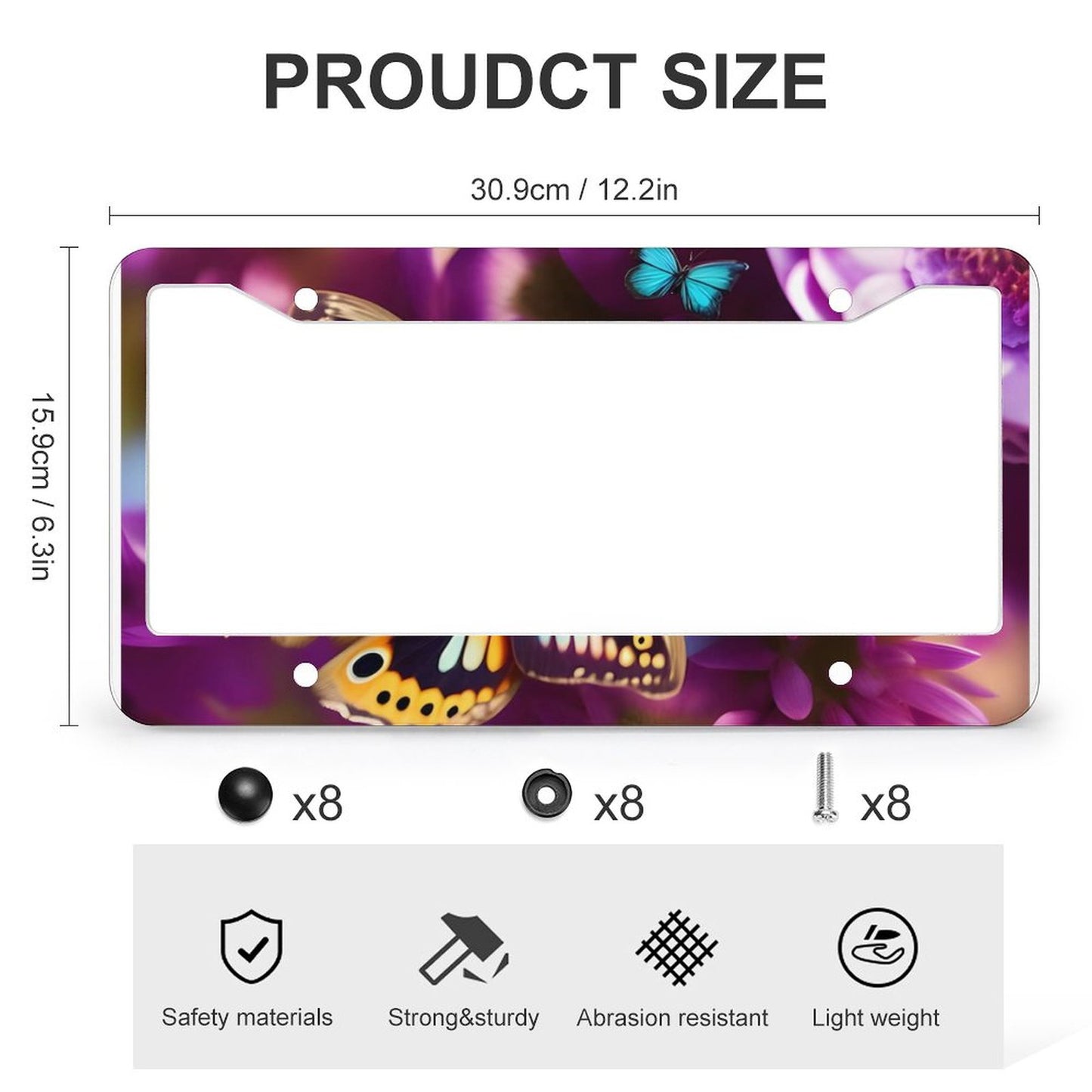 License Plate Frames with 4 Round Holes (1 Pair)