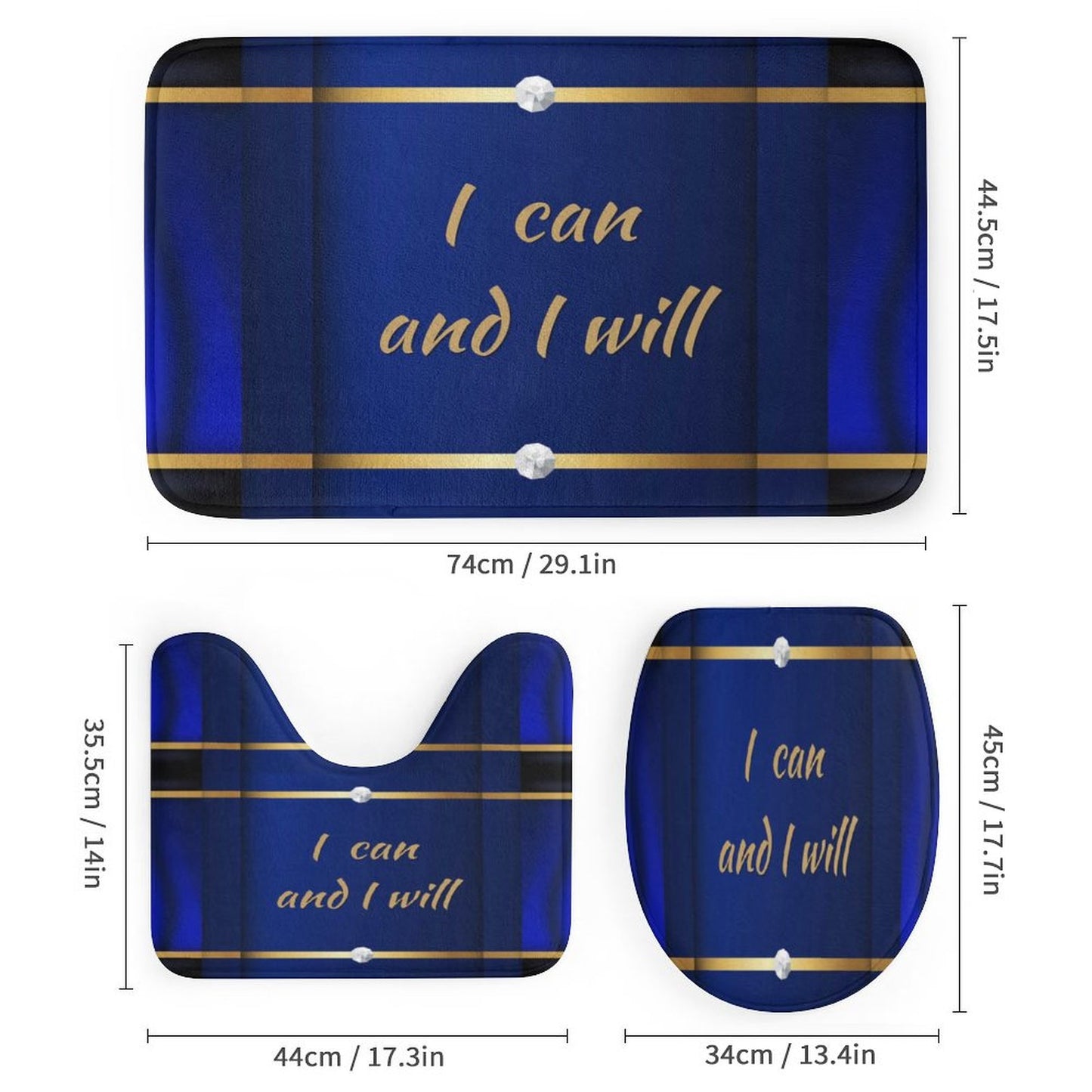 Shower Curtain Set with 3 Rugs