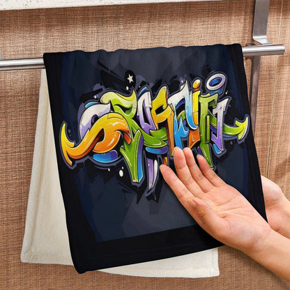 COLORFUL GRAFFITI Coral Velvet Towel