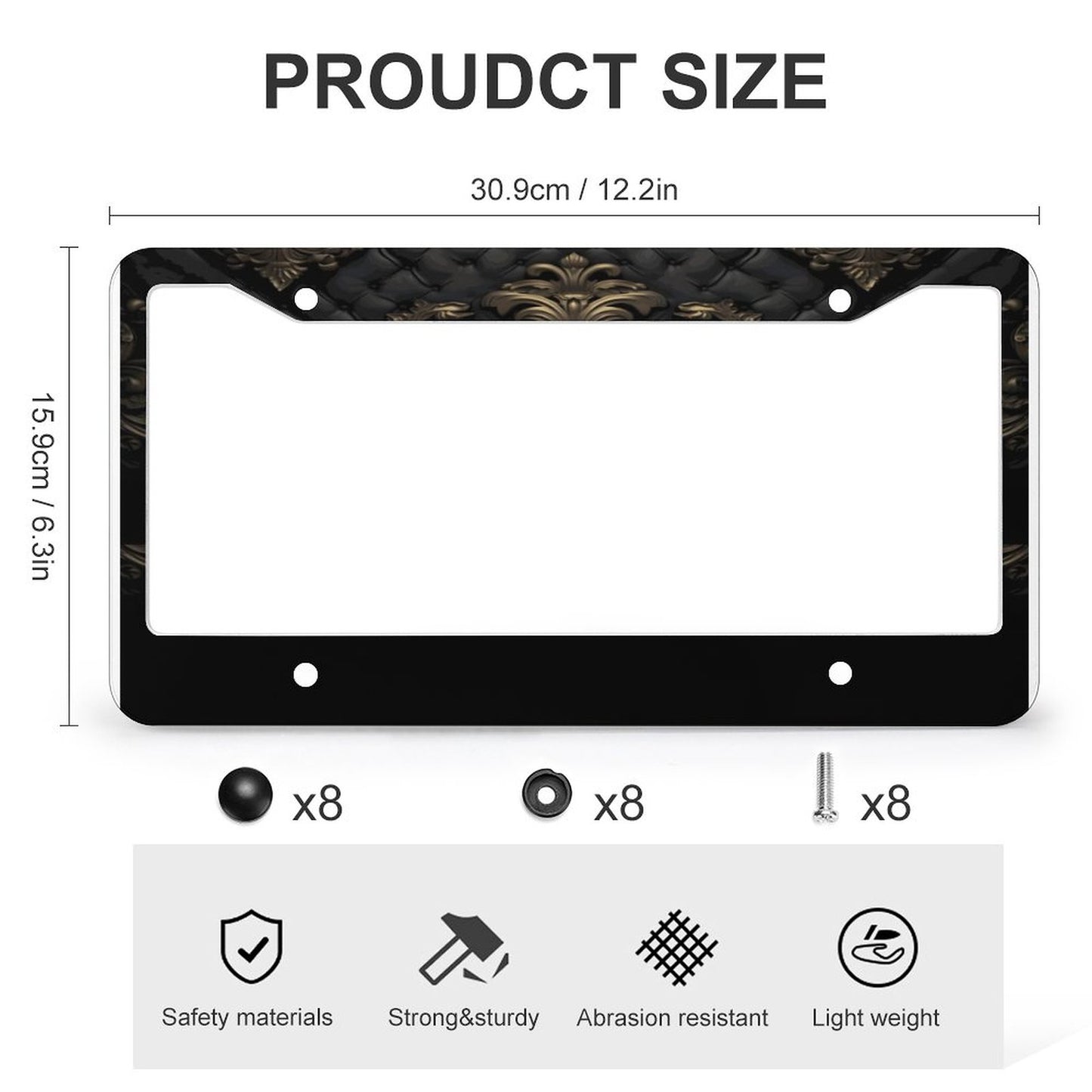 License Plate Frames with 4 Round Holes (1 Pair)
