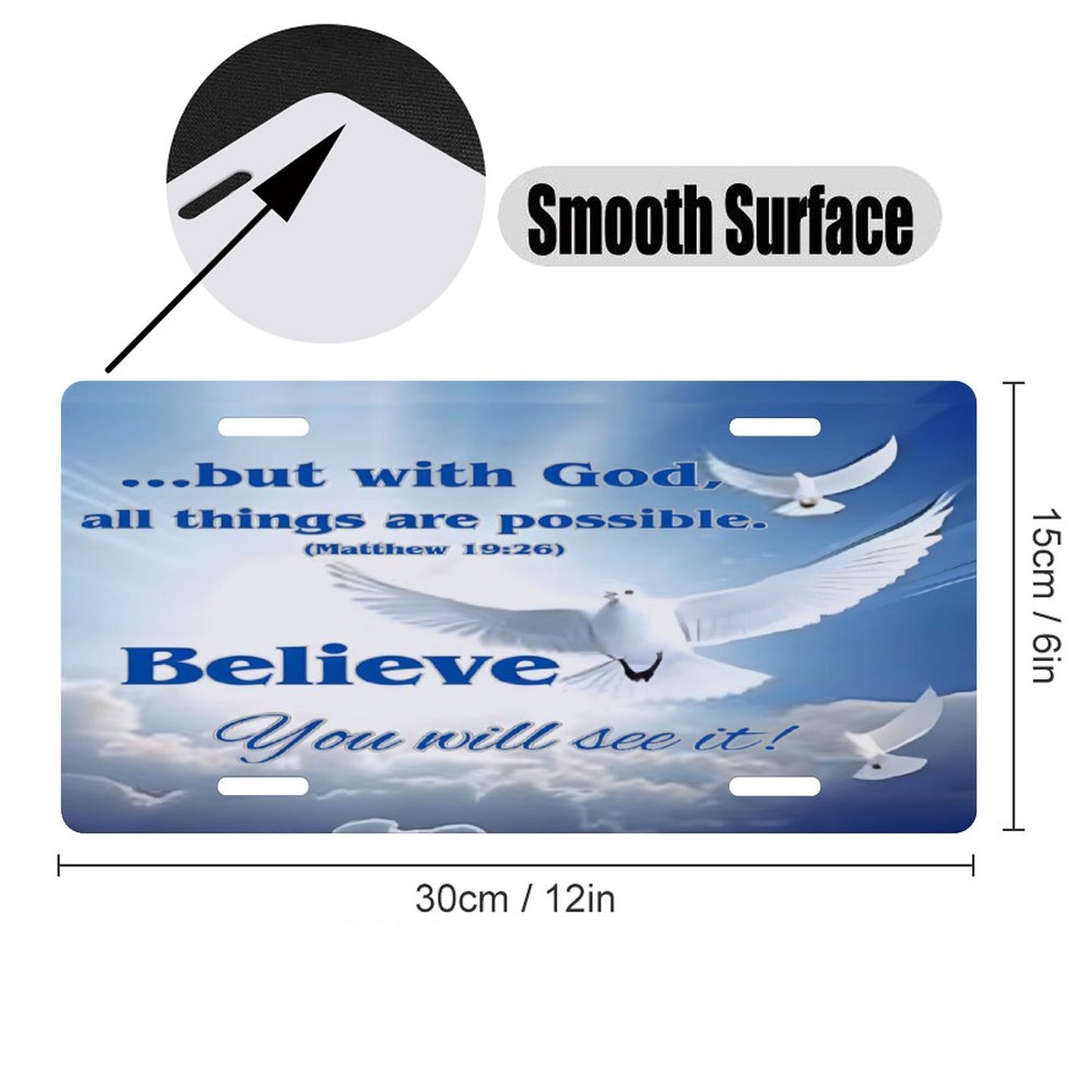 Car License Plate-11.8”x5.9”-BELIEVE