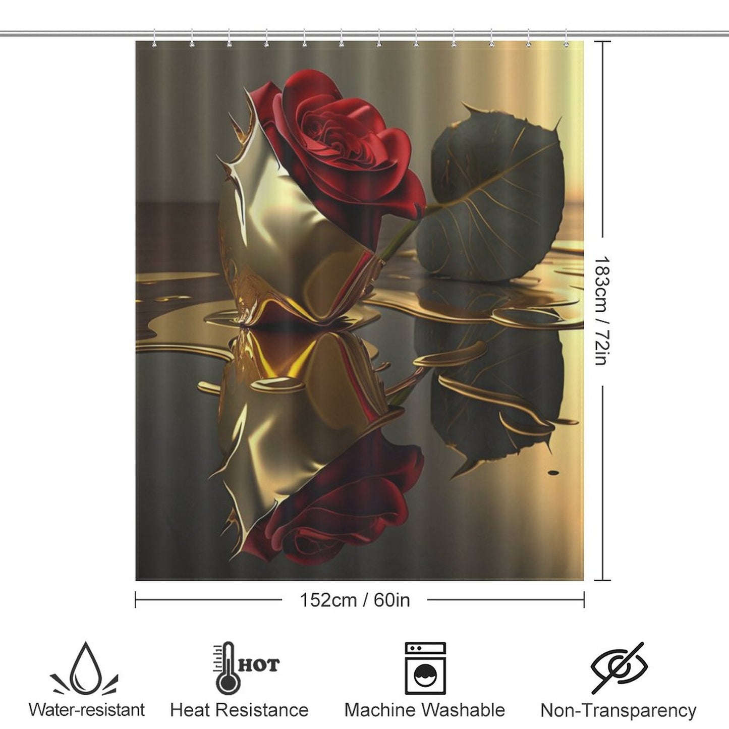 ROSE IN GOLD Shower Curtain-66x72Inch (168x183cm)