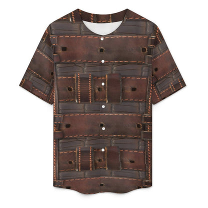 RUGGED LEATHER BUCKLE Print Collarless Shirt-XS-4XL