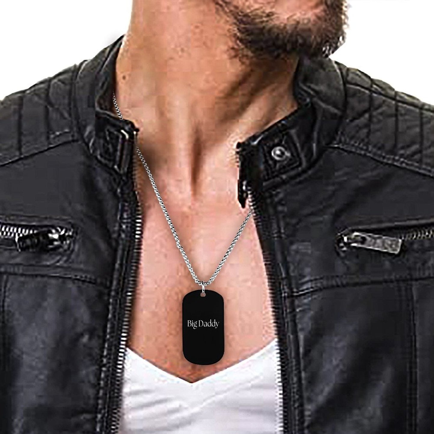 Titanium Steel Square Pendant Necklace-BIG DADDY