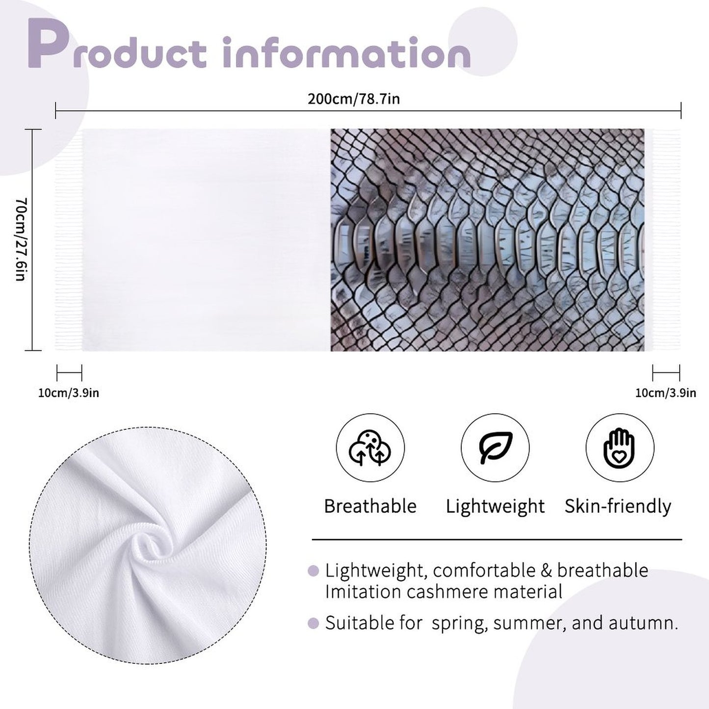 Cashmere-like Tassel Scarf (All-Over Printing)