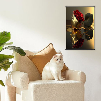 ROSE IN GOLD Canvas Hanging Poster with Scrolls-16"x24"/ 40x60cm