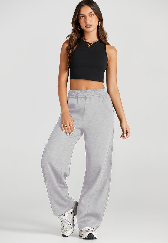 Elastic Waist Sweatpants with Pockets (black/tan/grey)-SMALL-2XL