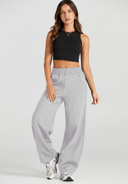 Elastic Waist Sweatpants with Pockets (black/tan/grey)-SMALL-2XL