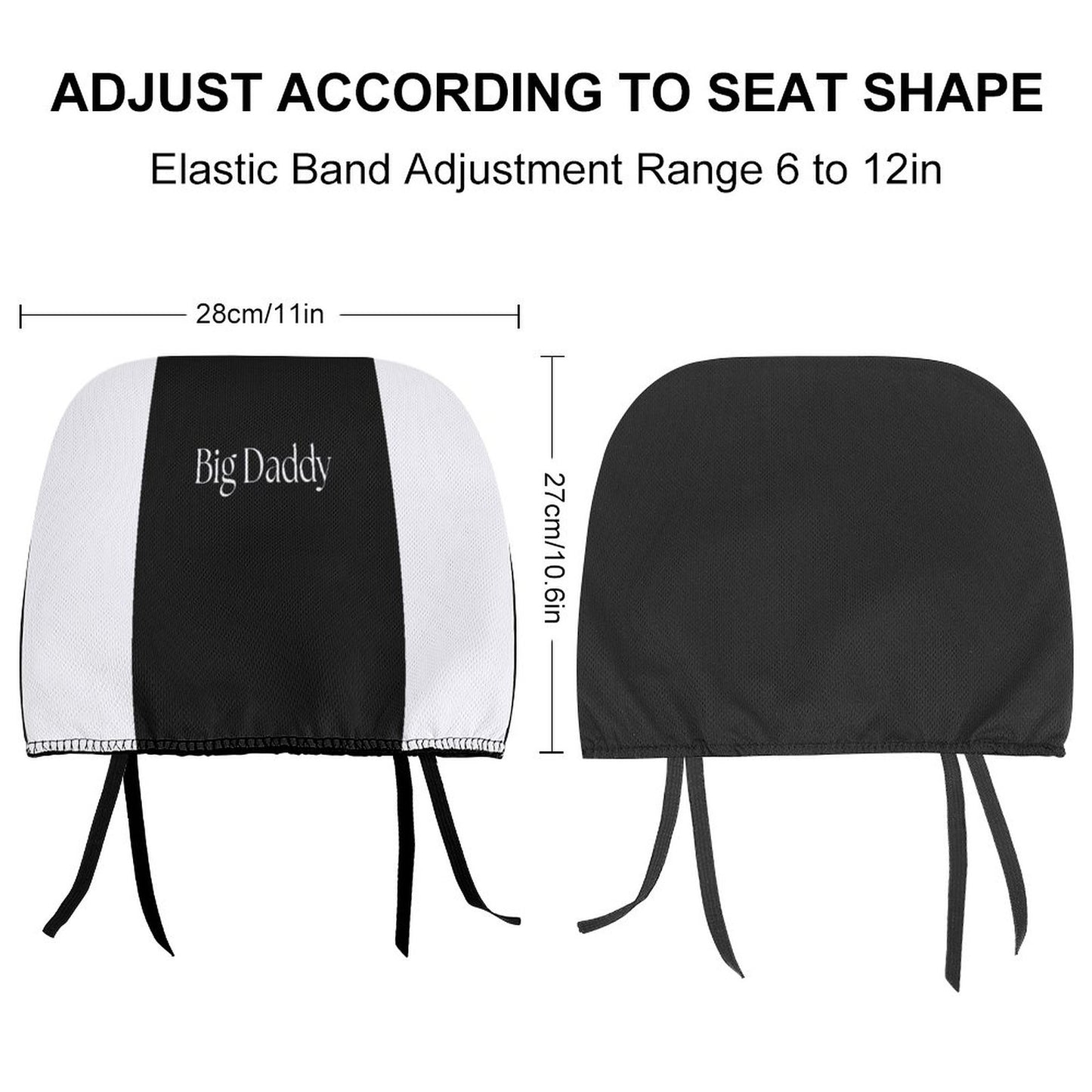 Custom Car Headrest Covers-BIG DADDY b/w