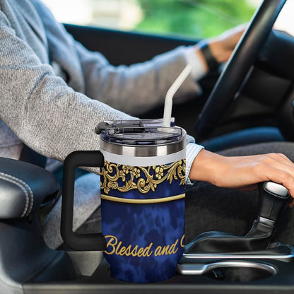 40oz Insulated Tumbler with Handle and Straw