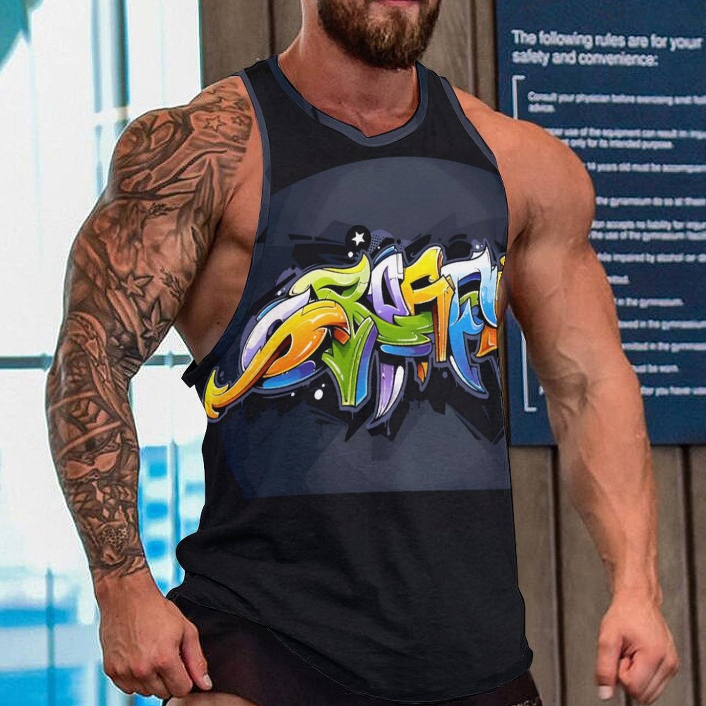 COLORFUL GRAFFITI Men's Next Level Tank Top-SMALL-5XL