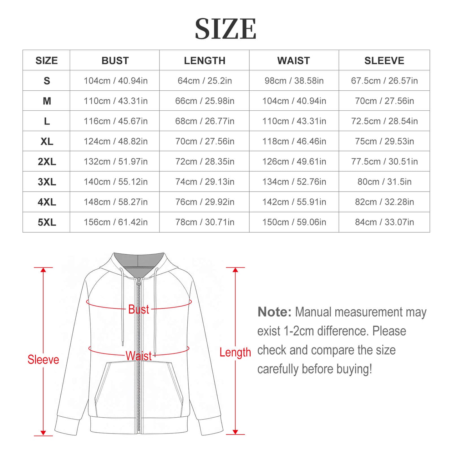 220gsm Hoodie Zipper Sweater(All-Over Printing)