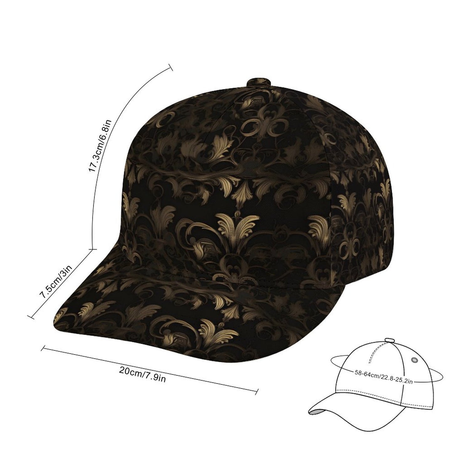 BLACK & GOLD ACCENT Bent Fitted Cap
