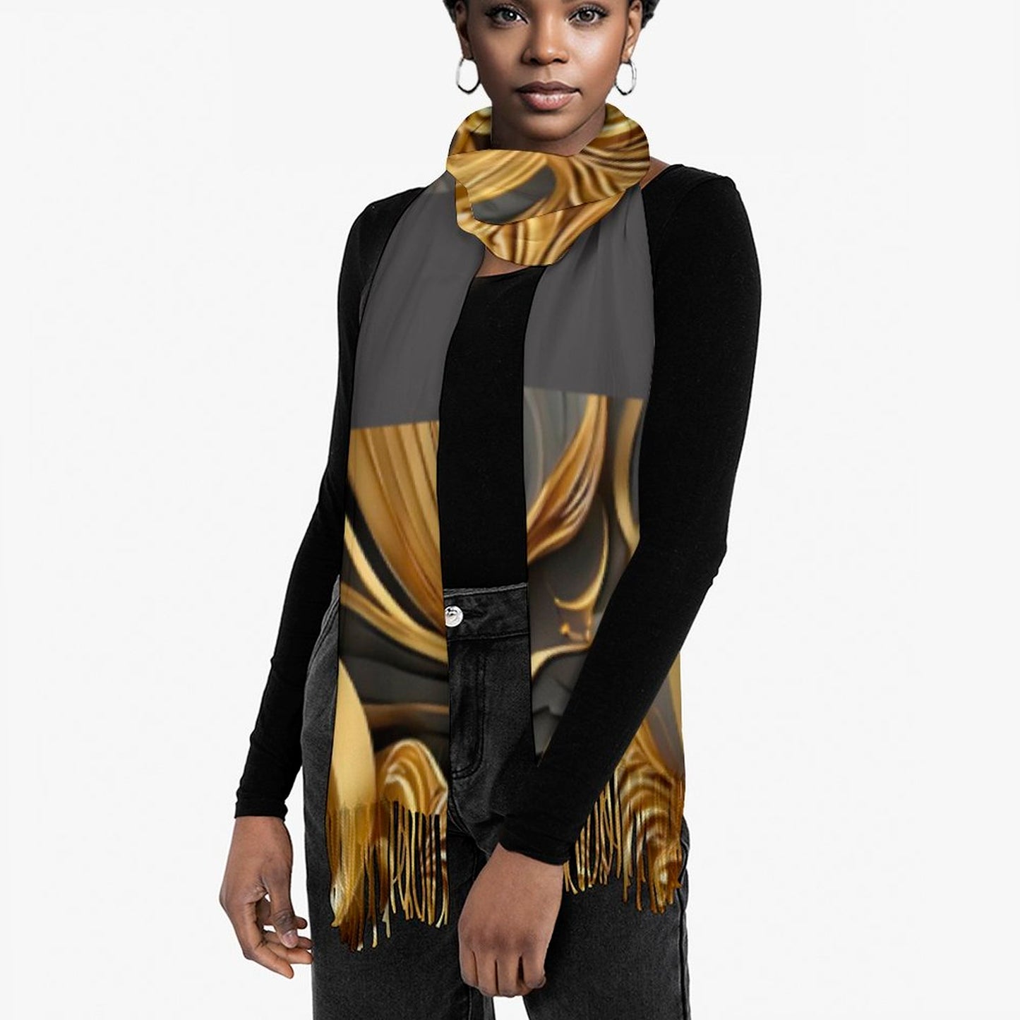 Cashmere-like Tassel Scarf (All-Over Printing)