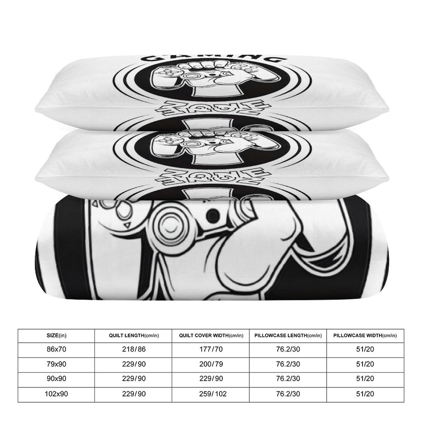 3-Piece Bedding Set-86"×70"/ 218×177cm (Dual-sideded Printing)