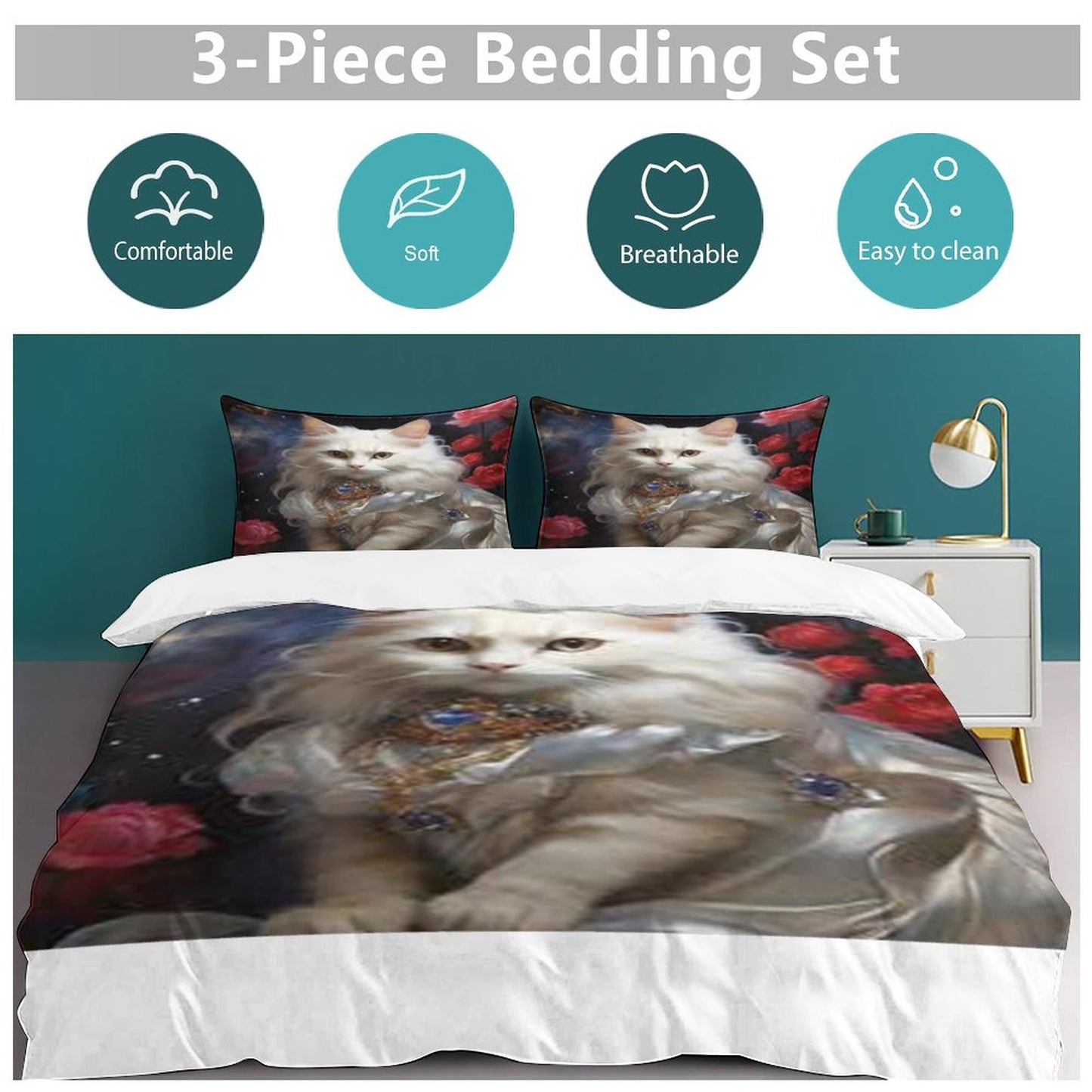 3-Piece Bedding Set-102"x90"/ 259x229cm (Dual-sided Printing)