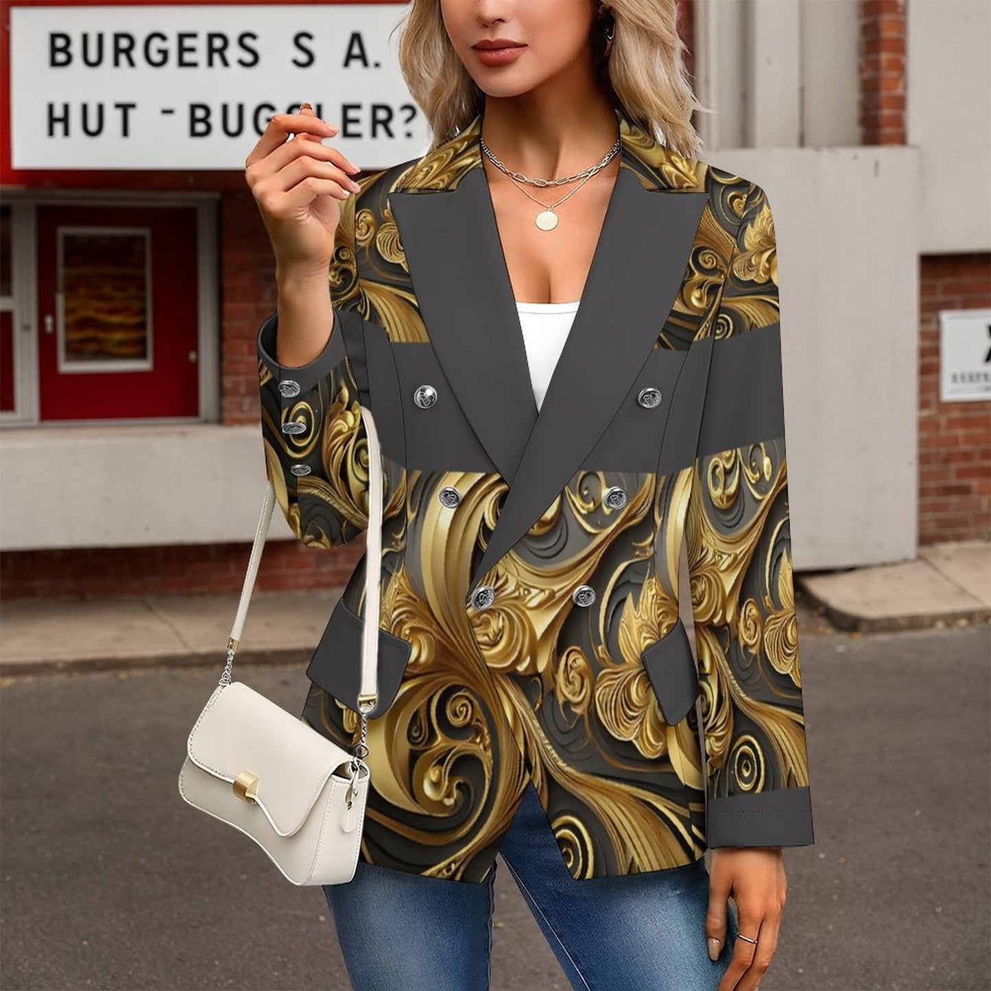 170gsm Women's Casual Blazer(All-Over Printing)
