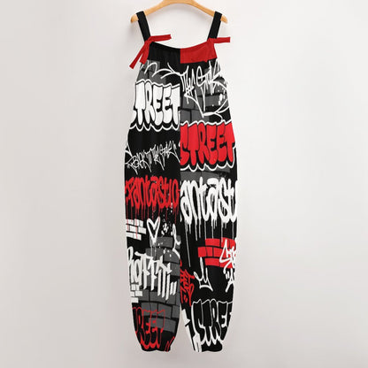 B/R/W GRAFFITI Spaghetti Strap Jumpsuit