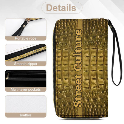 STREET CULTURE Alligator Leather Wallet with Wristlet Strap
