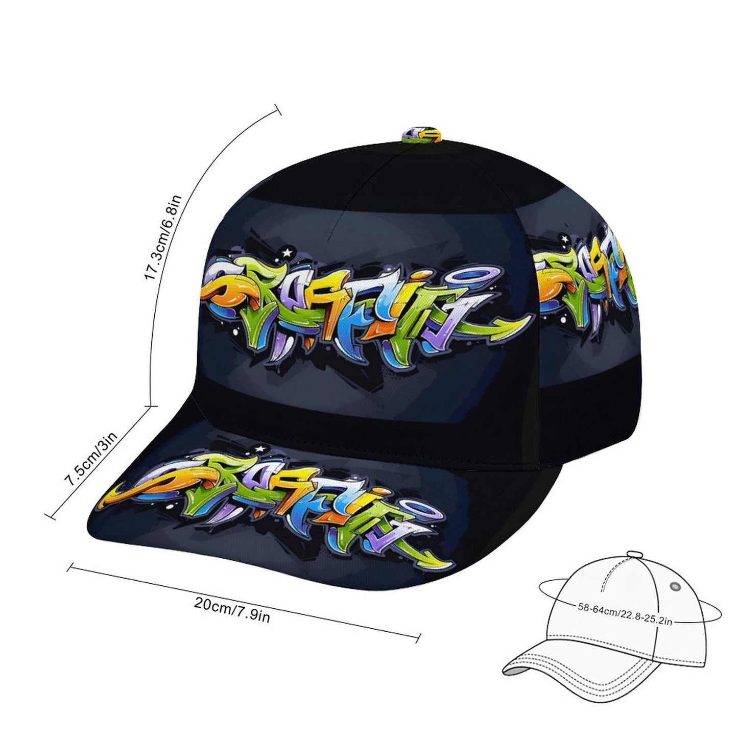 COLORFUL GRAFFITI Bent Fitted Cap