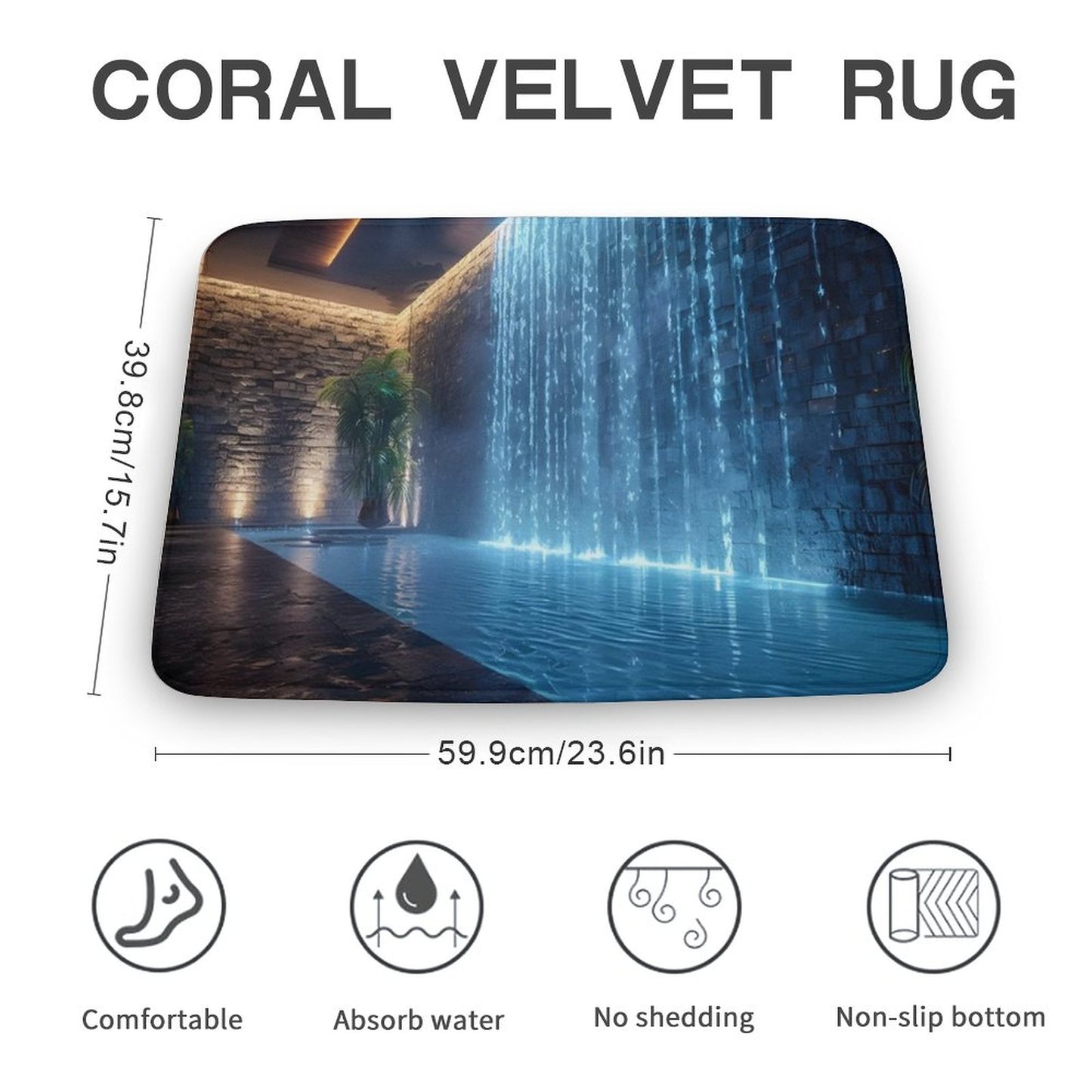 WALL WATERFALL Coral Velvet Rug-15.7"x23.6"/ 40x60cm
