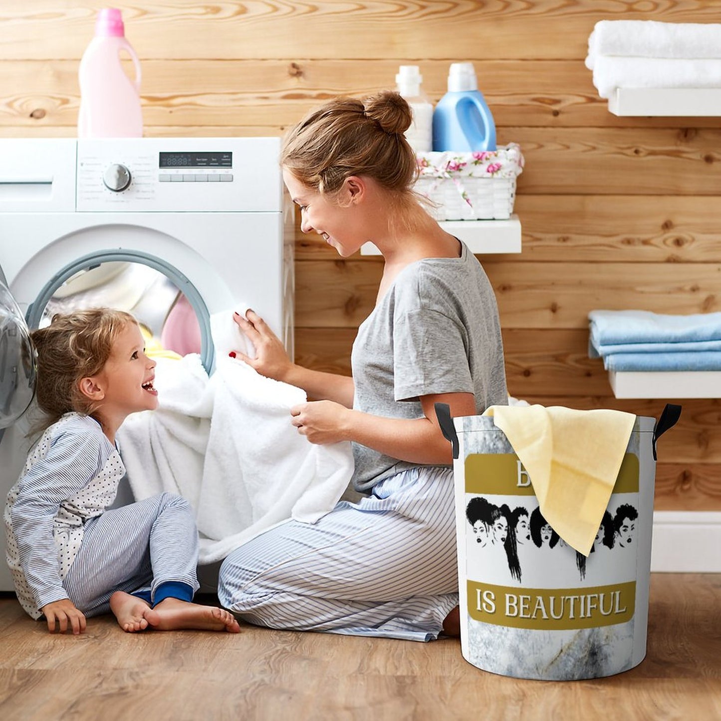 Drawstring collapsible Laundry Basket