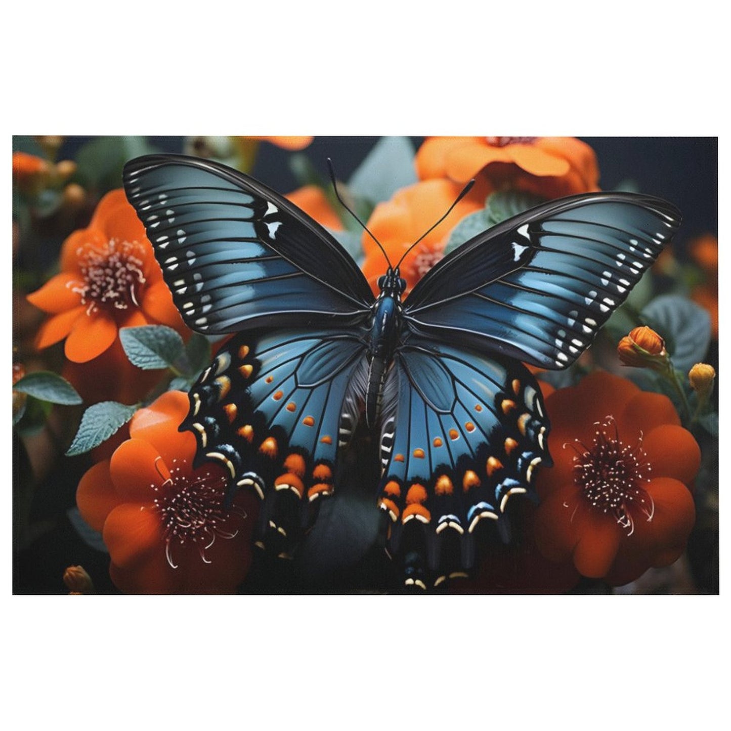Crystal Velvet Bedroom Floor Mat-BLUE BUTTERFLY