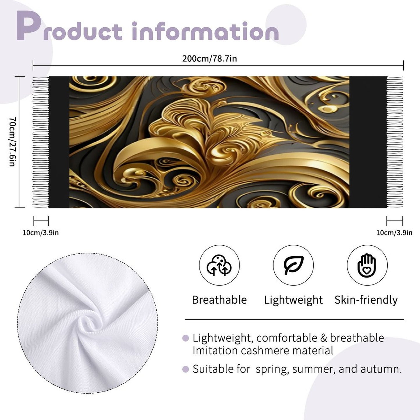 Cashmere-like Tassel Scarf (All-Over Printing)
