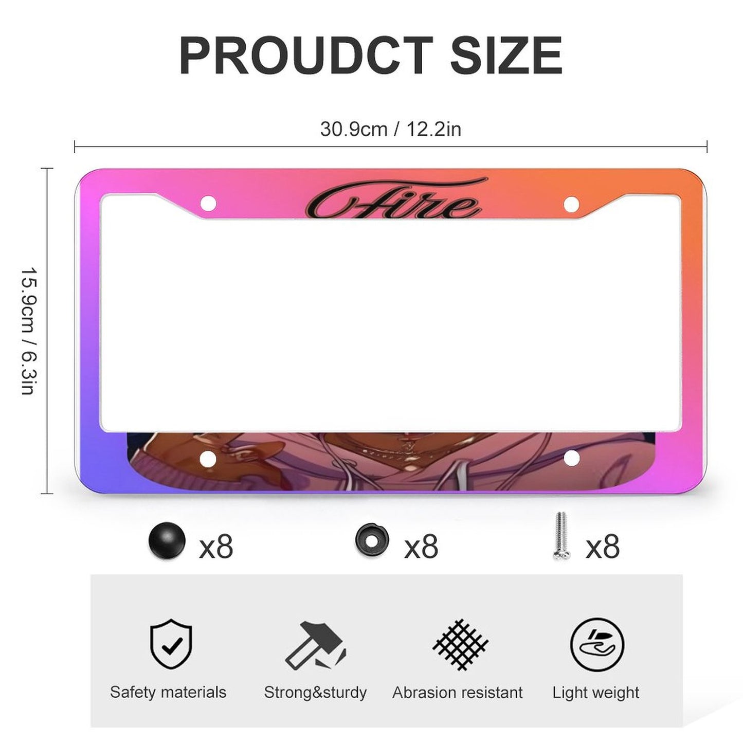 License Plate Frames with 4 Round Holes (1 Pair)