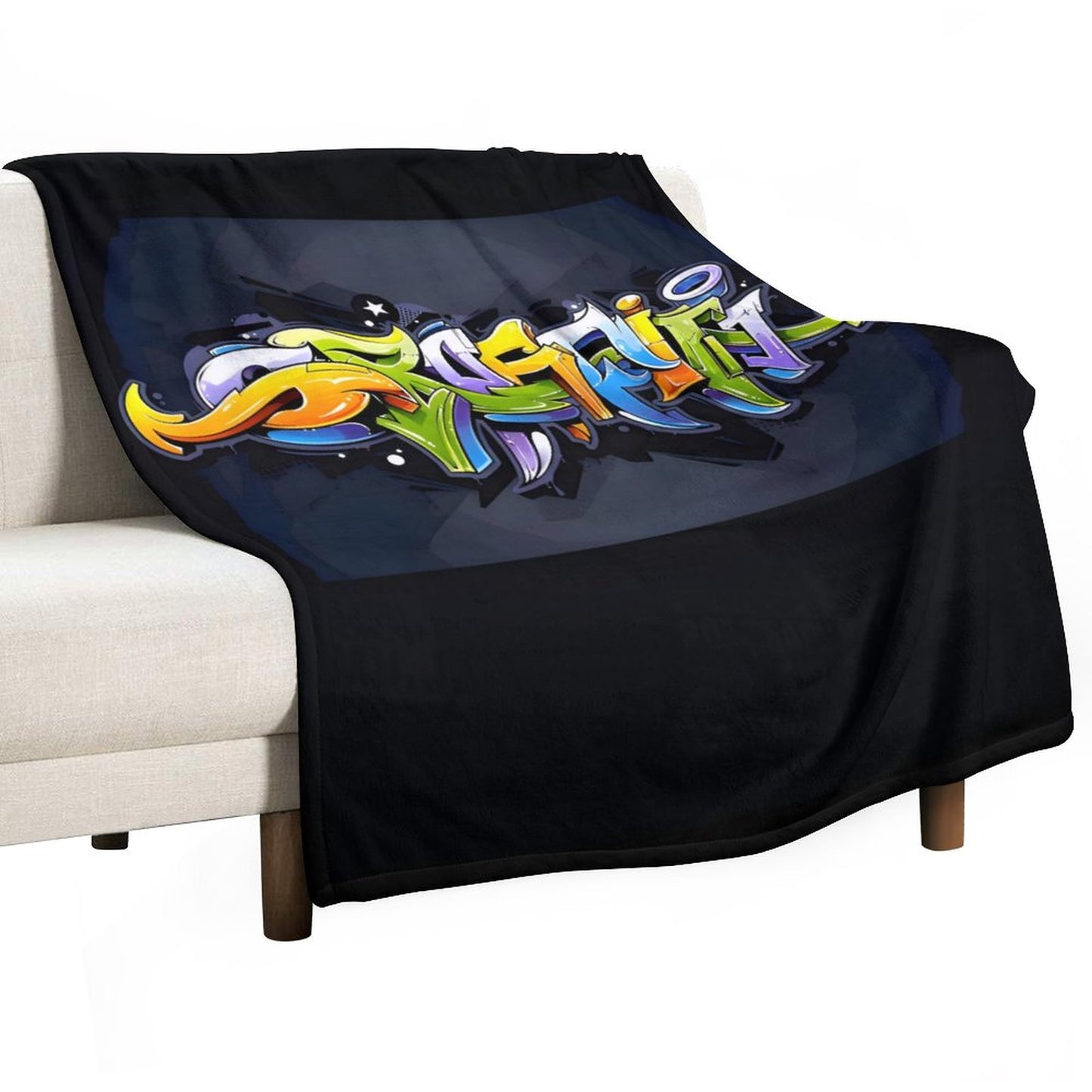 COLORFUL GRAFFITI Plush Flannel Blanket-70"x80" (Dual-sided Image)