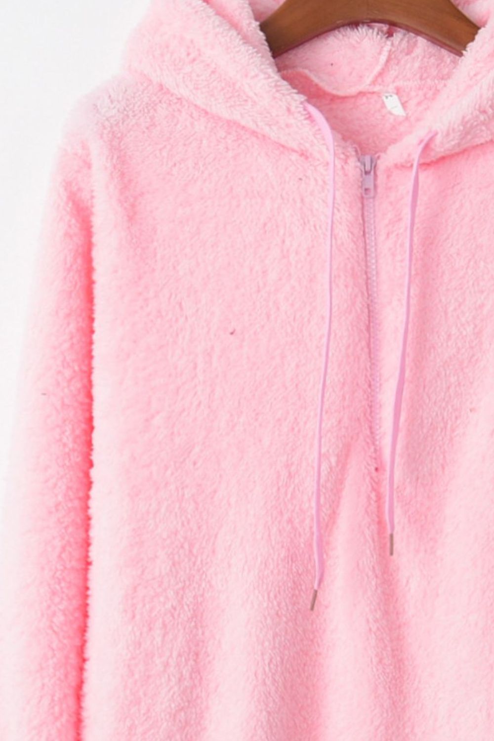 Full Size Quarter-Zip Drawstring Teddy Hoodie (many colors)-SMALL-3XL