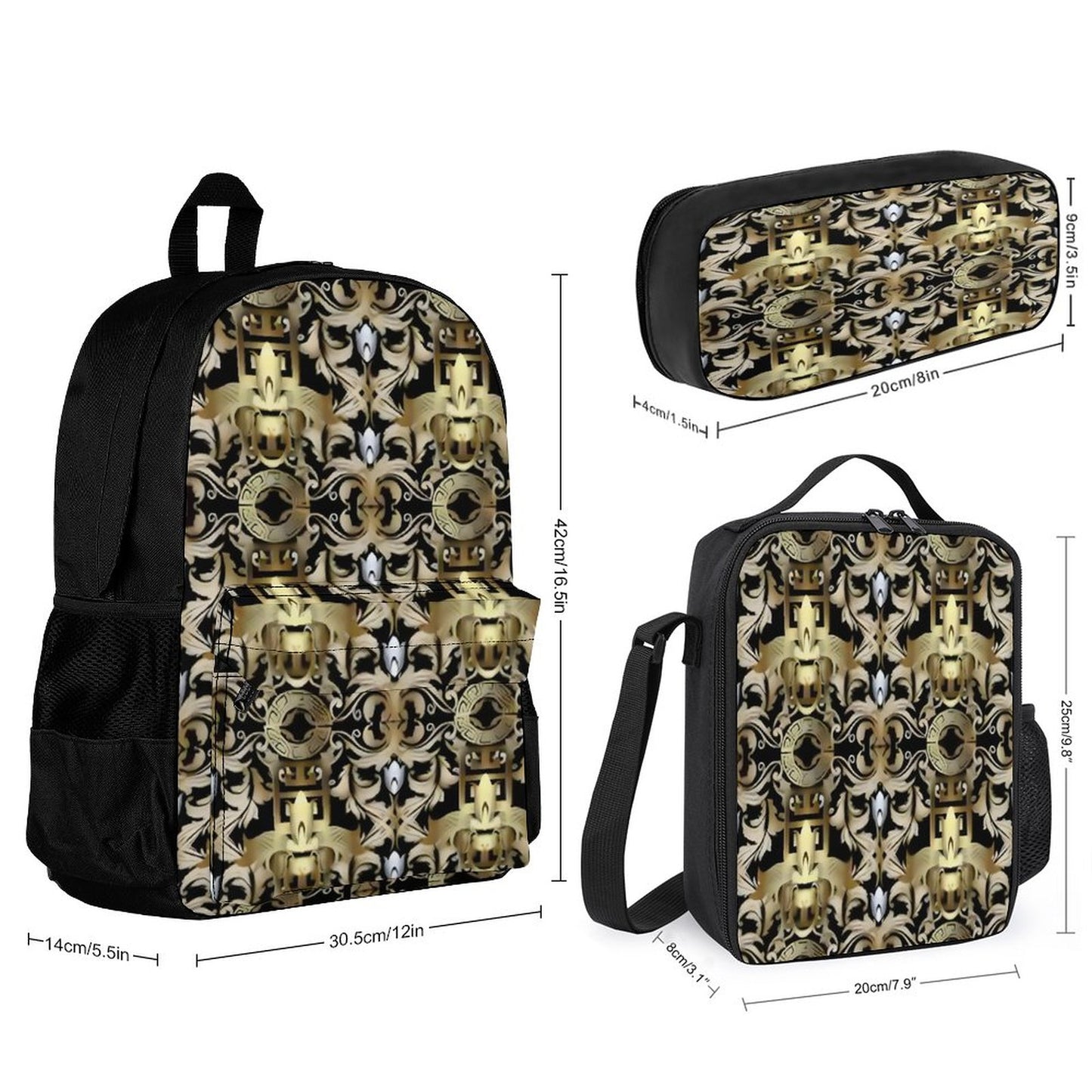 Set of 3 Bags (Shoulder Bag Lunch Bag & Pencil Pouch)