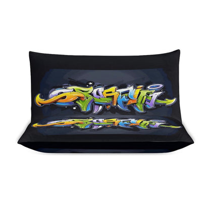 COLORFUL GRAFFITI 3-Piece Bedding Set-102"x90"/ 259x229cm-KING SIZE (Dual-sided Image)
